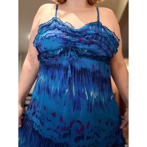 Mermaid blue ocean flowy dress with flaws tears size 2x oceanic fantasy ethereal